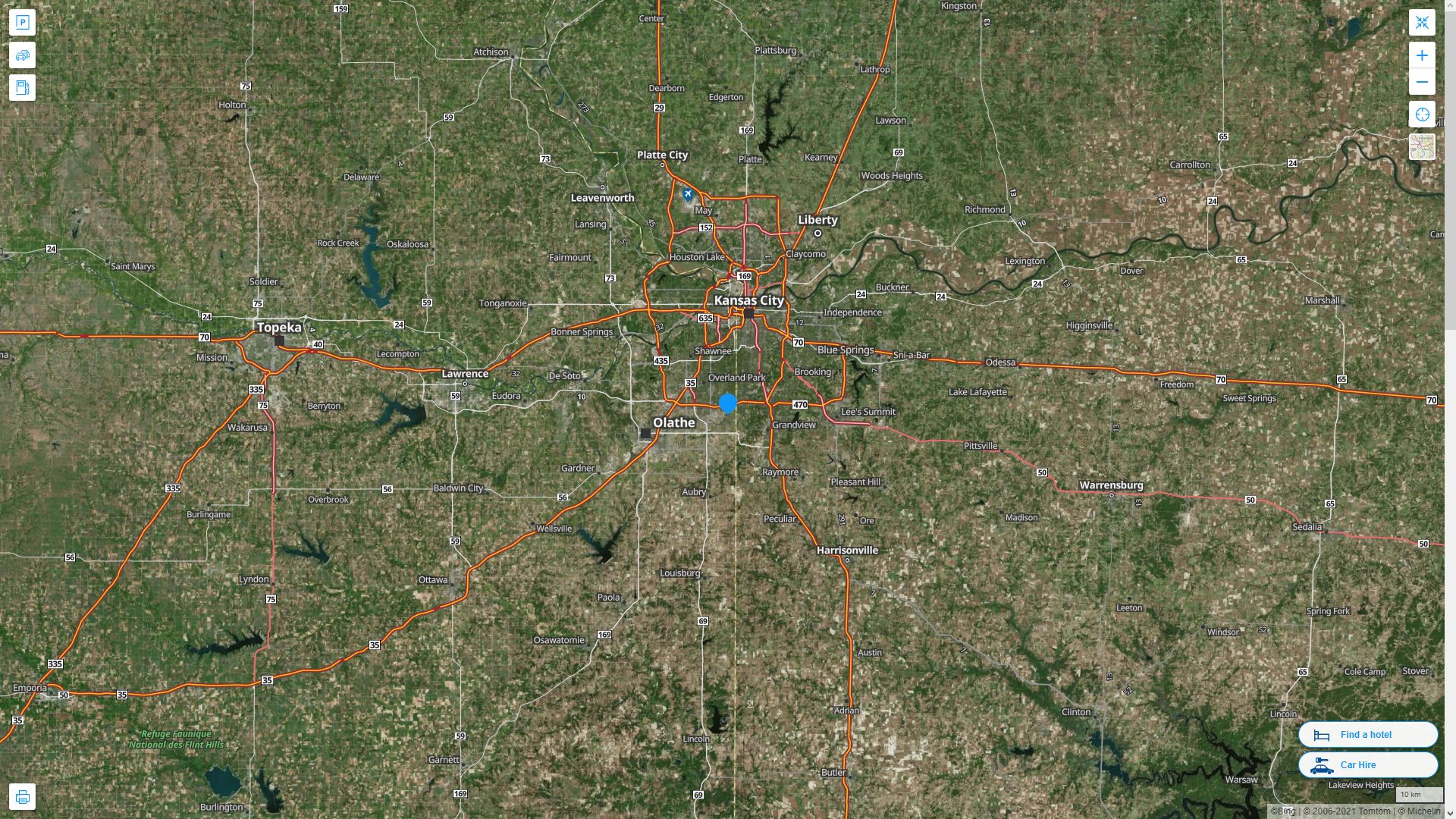 Leawood Kansas Highway and Road Map with Satellite View
